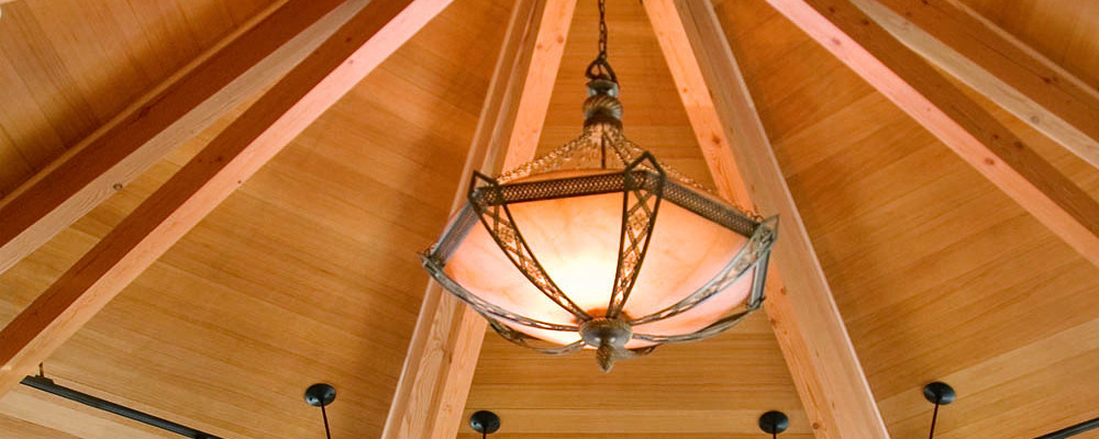 Wood panel ceiling